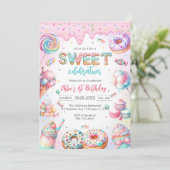Sweet Candy Birthday Party Invitation Einladung (Stehend Vorderseite)