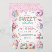 Sweet Candy Birthday Party Invitation Einladung (Vorne/Hinten)