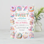 Sweet Candy Birthday Party Invitation Einladung (Stehend Vorderseite)