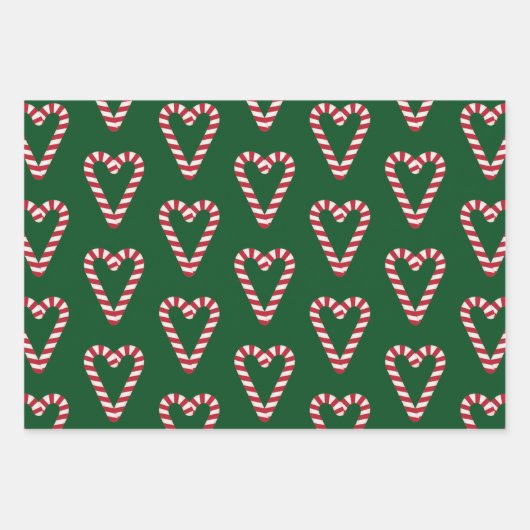 Sweet Candy Cane Heart Geschenkpapier Set (Vorderseite 2)