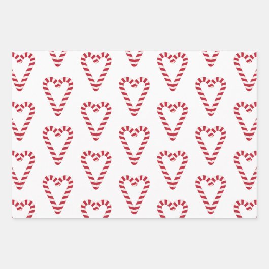 Sweet Candy Cane Heart Geschenkpapier Set (Vorderseite)