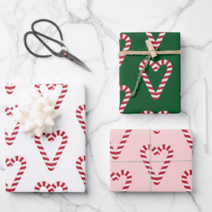 Sweet Candy Cane Heart Geschenkpapier Set