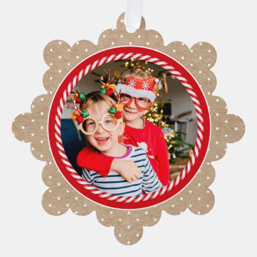 Sweet Candy Cane Photo Christmas Holiday Ornament Karte (Vorderseite)
