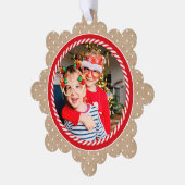 Sweet Candy Cane Photo Christmas Holiday Ornament Karte (Linke Ecke)