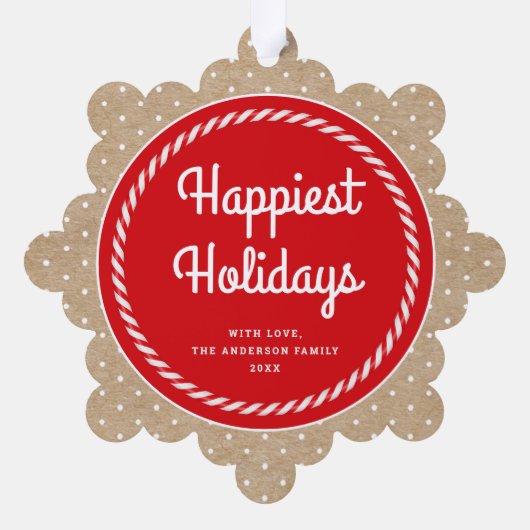 Sweet Candy Cane Photo Christmas Holiday Ornament Karte (Rückseite)