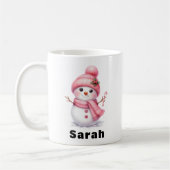 Sweet Candy Cane Pink Snowman Weihnachten Kaffeetasse (Links)