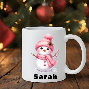 Sweet Candy Cane Pink Snowman Weihnachten Kaffeetasse