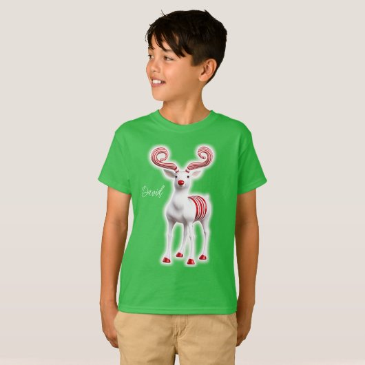Sweet Candy Cane Reindeer T-Shirt (Vorne ganz)