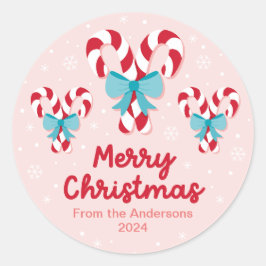 Sweet Candy Canes and Bows Weihnachten Runder Aufkleber
