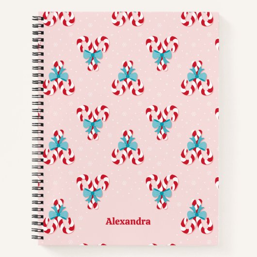 Sweet Candy Canes and Bows Weihnachtsmuster Notizblock (Vorderseite)