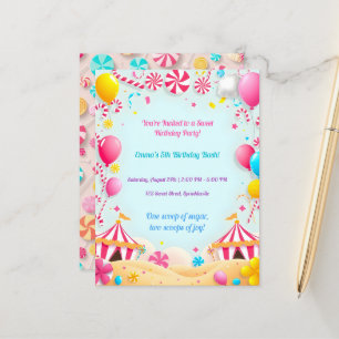 Sweet Candy Carnival Geburtstagsparty Einladung Postkarte