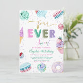 Sweet Candy Celebration 4. Geburtstag Einladung (Stehend Vorderseite)