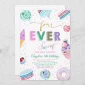 Sweet Candy Celebration 4. Geburtstag Einladung (Vorne/Hinten)