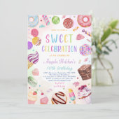 Sweet Candy Celebration Birthday Einladung (Stehend Vorderseite)