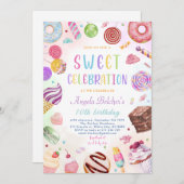 Sweet Candy Celebration Birthday Einladung (Vorne/Hinten)