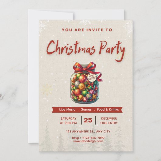 🍬🎄Sweet Candy Christmas Editable 5x7” Invitation Einladung (Vorderseite)