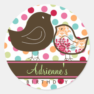 Sweet Candy Damask Chicks Geburtstagsparty Sticker