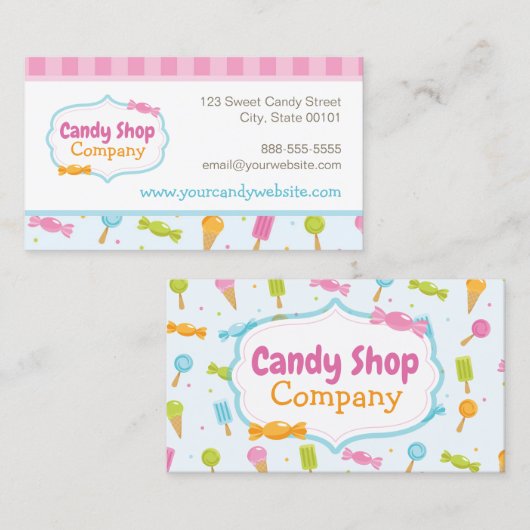Sweet Candy Fun Confetti Business Card Visitenkarte (Vorne/Hinten)