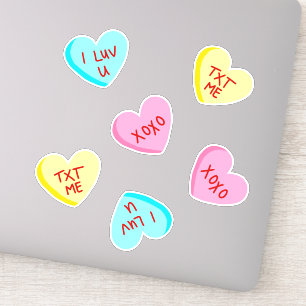 Sweet Candy Hearts mit Words Set Aufkleber