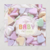 Sweet Candy Hearts Neutral Baby Dusche Einladung (Vorne/Hinten)