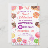Sweet Candy Land Birthday Ice Creme Donut Party Einladung (Vorderseite)