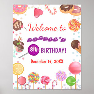 Sweet Candy Land Birthday Ice Creme Donut Willkomm Poster