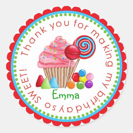 Sweet Candy Land Cupcake Lollipop Stickers (Vorderseite)