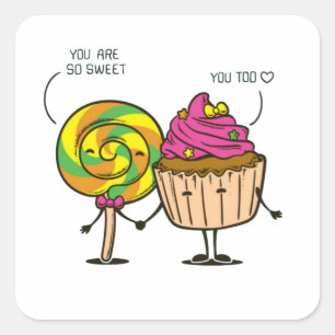 Sweet Candy Quadratischer Aufkleber