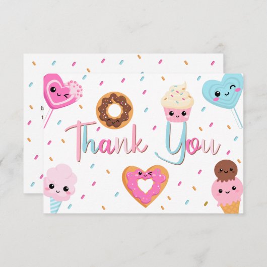 Sweet Candy Sprinkles Donut Baby Dusche Vielen Dan Dankeskarte (Vorne/Hinten)