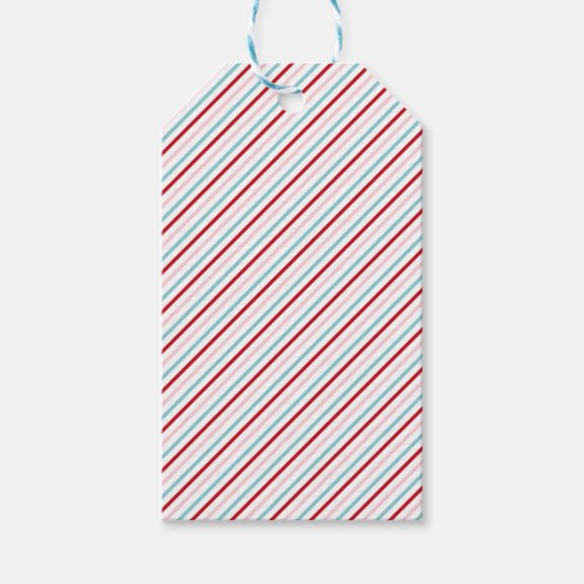 Sweet Candy Stripe Red Pink Blue Holiday/Bday  Geschenkanhänger (Vorderseite)