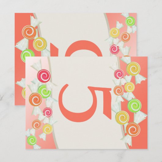Sweet Candy Tischnummer Card (Vorne/Hinten)