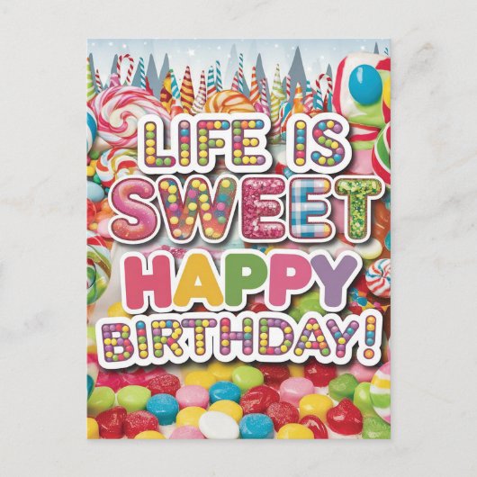 Sweet Candyland Birthday Design - Spaß & Farben Postkarte (Vorderseite)