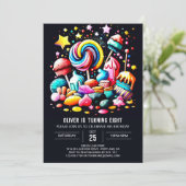 Sweet Candyland Editable Birthday Einladung (Stehend Vorderseite)