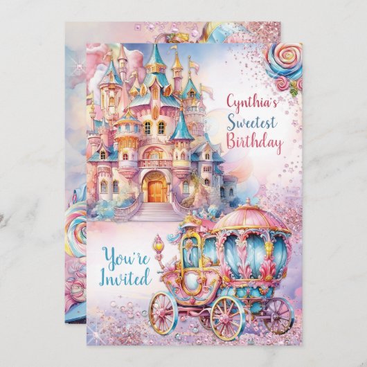 Sweet Candyland Geburtstagsparty Einladung (Vorne/Hinten)