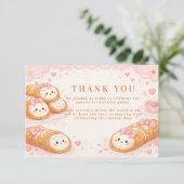 Sweet Cannoli Bakery Bow 1st Birthday Dankeskarte (Stehend Vorderseite)