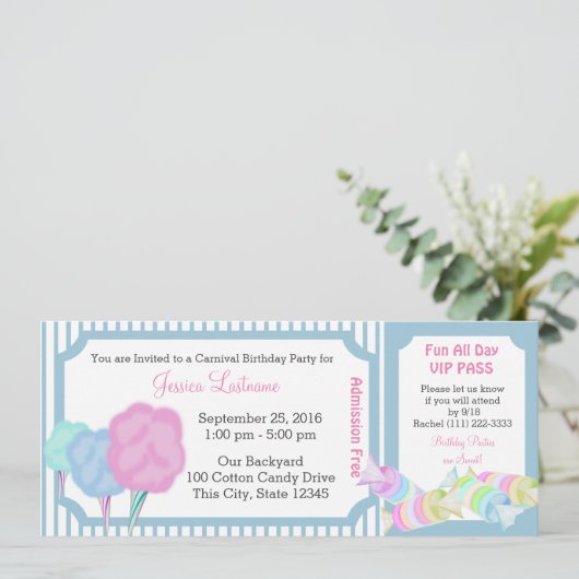 Sweet Carnival Geburtstagskarte Einladung (Stehend Vorderseite)