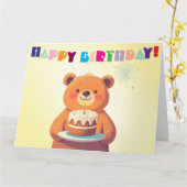 Sweet Cartoon Bear Birthday Card Karte (Gelbe Blume)