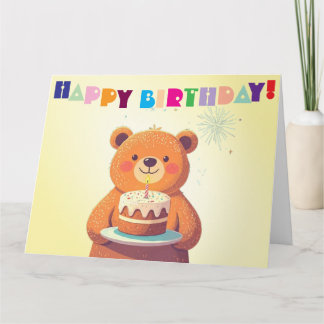 Sweet Cartoon Bear Birthday Card Karte