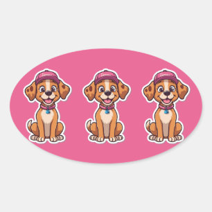 Sweet Cartoon Dog - Happy Puppy in Cap Sticker