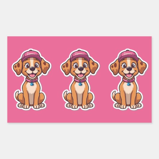 Sweet Cartoon Dog - Happy Puppy in Cap Sticker (Vorderseite)