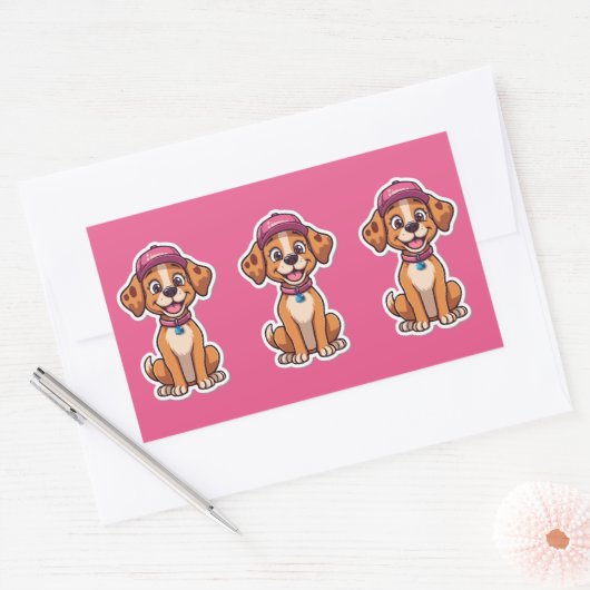 Sweet Cartoon Dog - Happy Puppy in Cap Sticker (Umschlag)