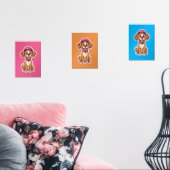 Sweet Cartoon Dog - Happy Puppy in Cap Sticker Bilderwand Sets (Wohnzimmer)