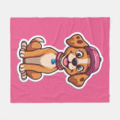 Sweet Cartoon Dog - Happy Puppy in Cap Sticker Fleecedecke (Vorderseite (Horizontal))