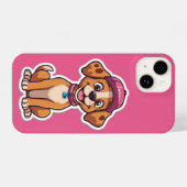 Sweet Cartoon Dog - Happy Puppy in Cap Sticker iPhone Hülle (Rückseite (Horizontal))
