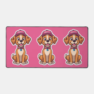 Sweet Cartoon Dog - Happy Puppy in Cap Sticker Schreibtischunterlage