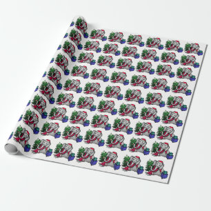 Sweet Cartoon Elephants on Snow White Ground Xmas Geschenkpapier