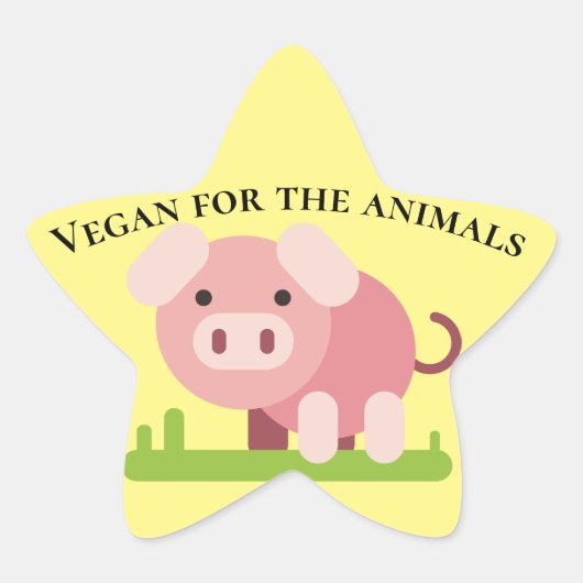 Sweet Cartoon Pig mit Pro Vegan Message Stern-Aufkleber (Vorderseite)