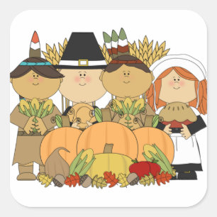 "SWEET CARTOON PILGRIM"-ERNTEDANK STICKER