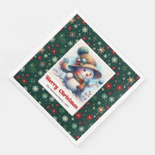 Sweet cartoon snowman with snowflakes kids napkins serviette (Ecke)