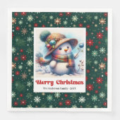 Sweet cartoon snowman with snowflakes kids napkins serviette (Vorderseite)